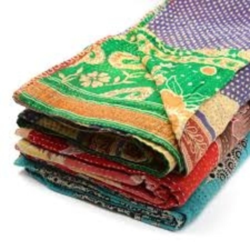 Bohemian Handmade Recycled Kantha Quilt Blanket Throw Patchwork Multi